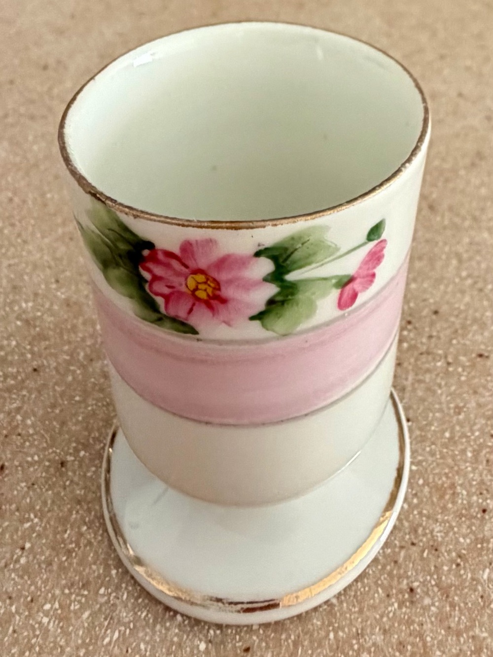 Antique Porcelain Toothpick Holder Pink Floral Flowers Noritake Japan
